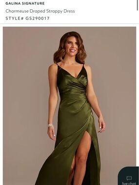 Signature Olive Green One-Shoulder Charmeuse Gown